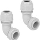 LeMotech M25 Cable Gland, 90 Degree Adjustable 13-18mm Strain Relief, Cord Connectors Nylon Joints with Gaskets, 2 Pcs, Grey