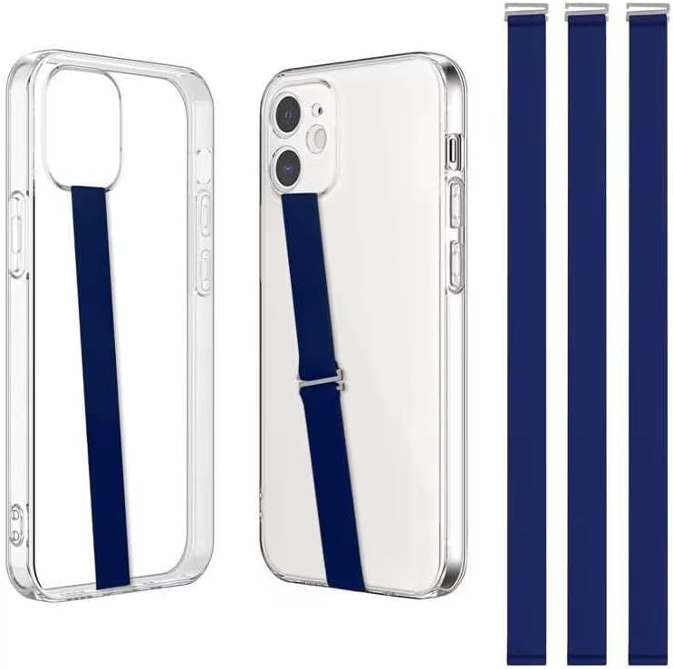 TEAMOLA 3pcs Silicone Phone Grip Holder Strap for iPhone 17/17 Pro/16/16 Pro & Samsung Galaxy S25/S24/S23 - Anti-Slip Finger Loop for Case, Universal Phone Loops for Back of Cell Phones(230, 3 Navy)