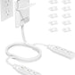 6FT Ultra Flat Plug Dual Extension Cord with 6 Outlets, Ultra-Thin Outlet Cover Power Bar, Outlet Concealer Universal Size Flat Plug Power Strip, Child & Pet Safe, 1625W, White
