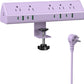 Jgstkcity Desk Clamp Power Strip, 45W Fast Charging Station,4 USB-C, 4 USB-A,1200J Surge Protector,ETL Listed,1875W Extension Cord,Multiple Outlets for Home, Office (Purple, 6 FT Cable)