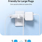 TROND 2 Prong to 3 Prong Outlet Adapter, 3-Way Angled Plug Extender with 3 AC Sockets, Wall Splitter for Non-Grounded Outlets in Old House, Cruise Essentials, White