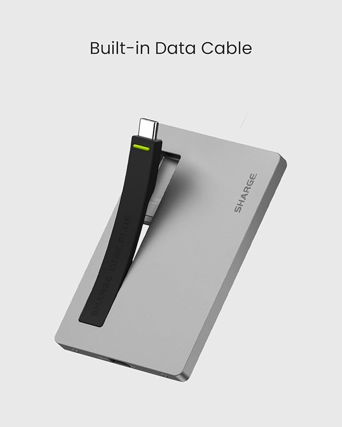 Disk Plus SSD Enclosure 10Gbps M.2 NVMe USB C 3.2 Gen2, 0.24" Ultra Slim Aluminum Enclosure with Built-in Cable Support 2230/2242/2280 M Key SSDs for MacBook Pro, Steam Deck (SSD not Included)