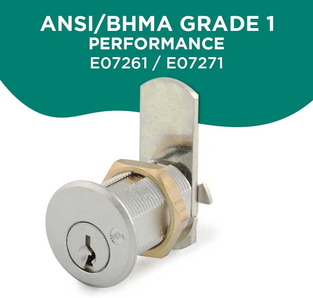 Olympus Locks DCN3 Rekeyable Cam Locks | 1-3/8 in Cylinder KD Key Lock, Grade 1 Cam Lock for Doors & Drawers, US26D Chrome, Keyed Different