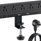 10 FT Desk Clamp Power Strip with 5 AC Outlets & 6 USB Ports PD 40W USB-C Fast Charging, 1250J Surge Protector, Fits 2.6 in top Edge Black