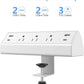 Jgstkcity Desk Clamp Power Strip,40W Total Fast Charging Station,2 PD 20W USB C Ports,Desk Edge Mount Surge Protector for Home, Office,3 Outlets,Fit 1.96" Tabletop Edge,ETL Listed,White
