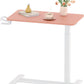 FLEXISPOT Mobile Standing Desk with Wheels Pneumatic Laptop Rolling Computer Cart Movable Height Adjustable Small Sit Stand Desk Computer Workstations Home Use（27.6" W x 15.7" D,Pink