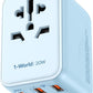 MOMAX Universal Travel Adapter, 20W+18W International Plug Adapter with 2 USB-A Quick Charging & 1 USB C PD Fast Charging, 1 AC, All-in-One Wall Charger for USA EU UK AUS JP(Type C/A/G/I)