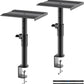 suptek Clamp-on Speaker Stand Desk Mount Set, Height Adjustment, Swivel, 9.6 x 8.8 inch Trays, Universal Audio Holders for Computer and Bookshelf Speakers, Elevated Sound, 2 Pack, Black, SDM001G