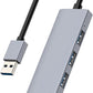 USB Hub, USB 3.0 Hub Aluminum Alloy Ultra Slim USB Splitter, Portable 4 Port USB Extender, USB Hub for Laptop, PC, MacBook, iMac, Surface Pro, Mac Pro, Flash Drive, XPS 【Grey】