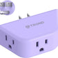 TROND Purple Outlet Extender - Plug Splitter with 3-Prong Grounded Sockets, 3 Way Angled Outlet Adapter, Wall Plug Expander, Cruise Ship Essentials, Compact and Practical for Travel Home Decoration