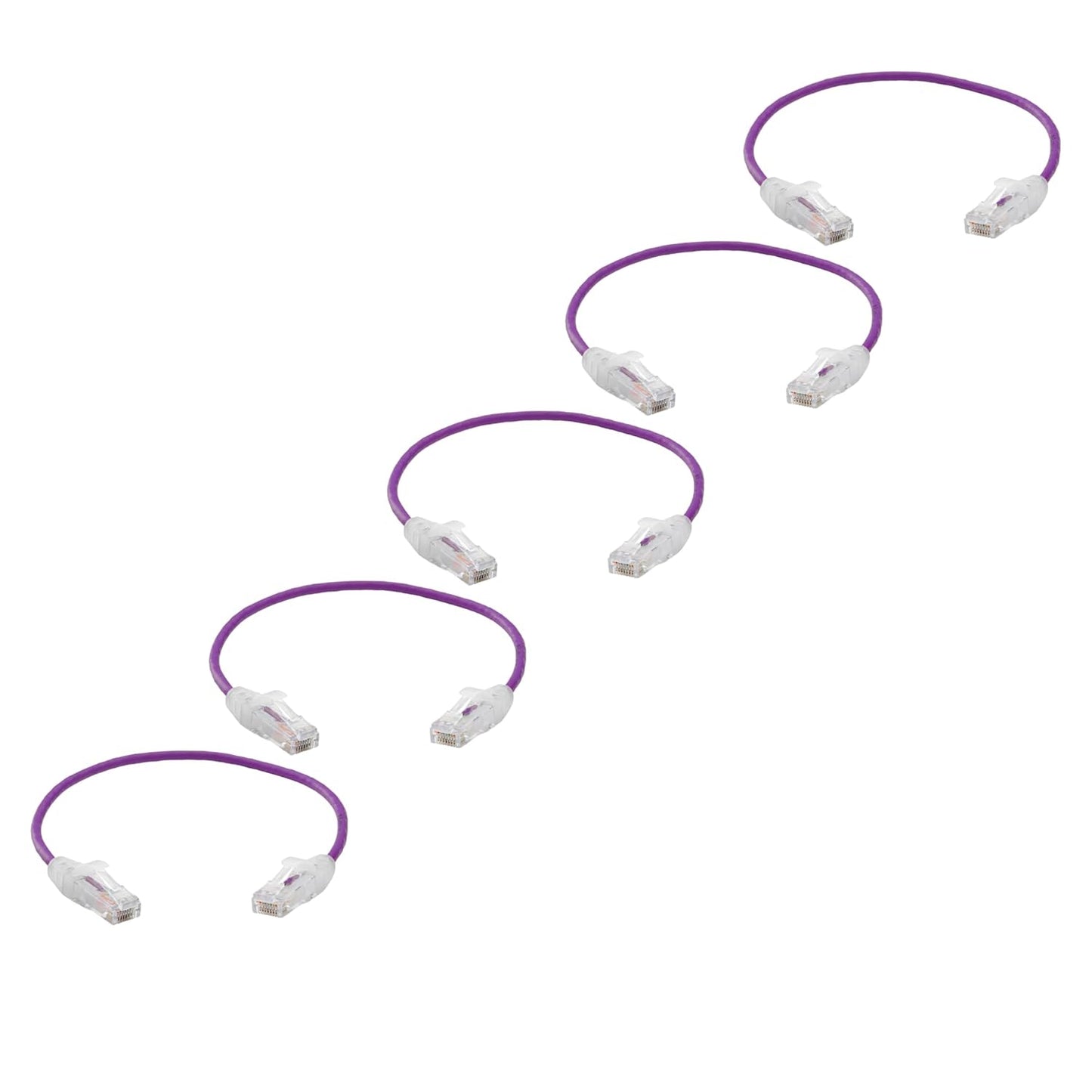 TRUECABLE Cat6 Component Rated Patch Cable, Unshielded (U/UTP), 1ft, Purple, 28AWG Solid Copper, Snagless 10G High-Speed Ethernet Cable, PoE++ 4PPoE 100W, UL Listed, RoHS-3, 5 Pack