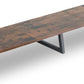 TEAMIX 42 inch Large [Dual] [Monitor] [Riser],Rustic Brown Extra Long TV [Stand Wood & Steel Desktop [Riser] with Storage for [Dual] Screen Office Desk Organization