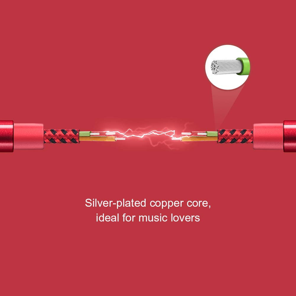 CableCreation Audio Cable, 10FT 3.5mm Right Angle Male to Male Auxiliary Stereo HiFi Cable with Silver-Plating Copper Core,24K Gold Plated, Red