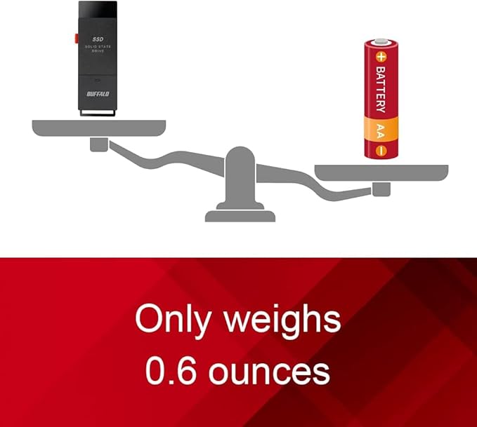 BUFFALO External SSD 500GB - Up to 600MB/s - USB-C - USB-A - USB 3.2 Gen 2 (Compatible with PS4 / PS5 / Windows/Mac) - External Solid State Drive Stick - ‎‎‎SSD-PUT500U3B