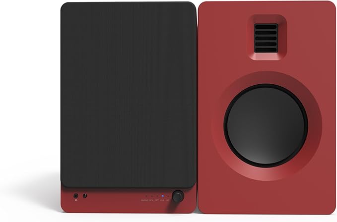 Kanto TUK Powered Speaker with Headphone Out | Built-in USB DAC | Dedicated RCA with Phono Pre-amp | Bluetooth | AMT Tweeter | 5.25" Driver | Pair | Matte Red