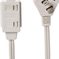 Amazon Basics Extension Cord with Multiple Outlets, 3 ft 2-Prong Indoor Power Strip, Flat Plug, 13 Amps, 1625 Watts, 125 VAC, White, 2-Pack