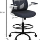 Drafting Chair, Tall Office Chair with Flip-up Armrests Executive Ergonomic Computer Standing Desk Chair, Office Drafting Chair with Lumbar Support and Adjustable Footrest Ring