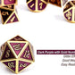 D&D Table Game Dice Set, 7PCS Metal Die with Metal Gift Box for Dungeons and Dragons (Dark Purple and Gold Number)