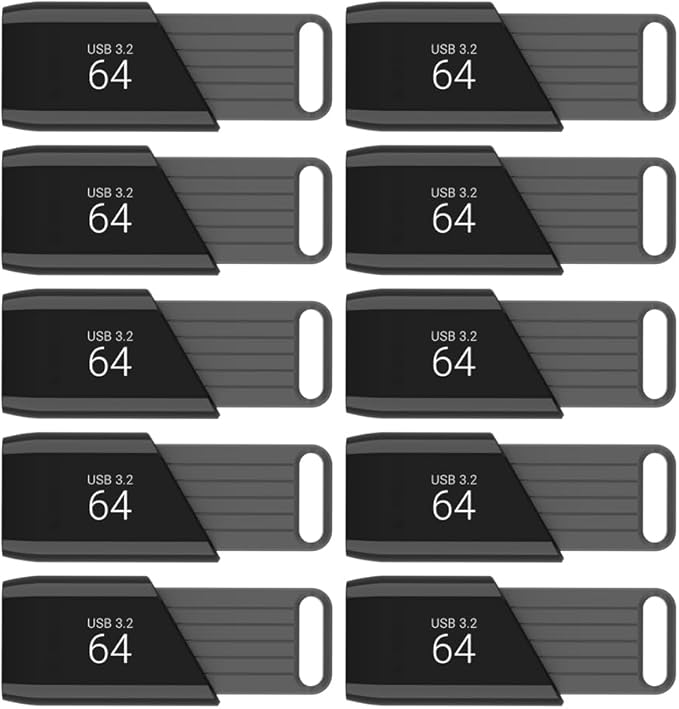 PNY 64GB Attaché X USB 3.2 Gen 1 Flash Drive, Advanced Performance Up to 130MB/s Read, Everyday Data Store & Transfer, Reliable Portable Storage, Durable, Type-A, Computers, Laptops, Desktops, 10-Pack