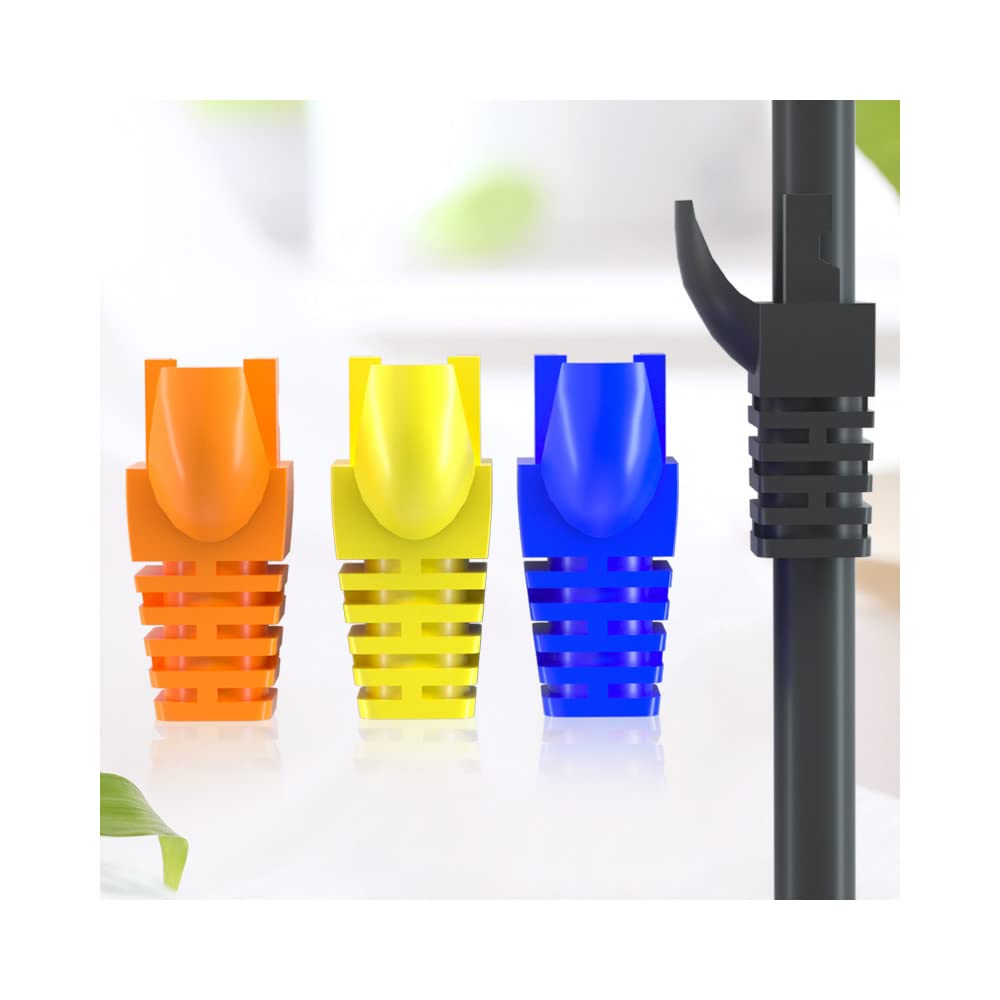 50 Pcs Cat5 Cat5E Cat6 Strain Relief Boot, RJ45 Plug Connector Cover Modular Network Plug Connector Cap Cable Connector Boots, Transparent