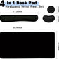 Large Mouse Pad and Keyboard Wrist Rest, Desk Pad for Keyboard and Mouse, 4-in-1 Large Gaming Mouse Pad with Wrist Support, Desk Mat for Home Office Study Game-Black