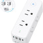 TROND Outlet Extender Surge Protector, 6 AC Outlet Splitter with Rotating Plug 360, Multi Plug Adapter with PD 20W USB C, 1440J, 2 USB-A & 2 USB-C, 3 Way Wall Extension Outlet for Home Office Travel