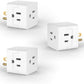 POWERCORDS 3 Power Blocks Outlet Splitter, 3 Pack, Grounded Wall Tap, 3-Prong Plug Adapter AC Multi Plug Wall Outlet, Power Splitter, Cruise Essentials, for Home Office School Dorm, UL Listed, White
