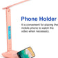Multifunctional LED Desk Lamp with Wireless Charger,USB Charging Port,Clock,Phone Holder,Desk Lamps for Home Office,Eye-Caring Reading Lamp,Study Lamp for Boys,Girls,Teens,Pink