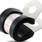 100PCS Cable Clamps 3/8 Inch 304 Stainless Steel Cable Clamps Rubber Coated Cushioned Insulated Cable Clamp,Automotive Wire Clamps,Pipe Clamps,Metal Clamp for Tube,Wire Cord Installation(10mm)