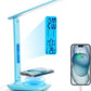 Multifunctional LED Desk Lamp with Wireless Charger,USB Charging Port,Clock,Phone Holder,Desk Lamps for Home Office,Eye-Caring Reading Lamp,Study Lamp for Boys,Girls,Teens,Blue