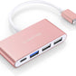 LENTION 4-in-1 USB-C Hub with Type C, USB 3.0, USB 2.0 for 2024-2016 MacBook Pro (M1-M4), iPhone 16-15 New Mac Air/Surface, ChromeBook, More, Multiport Charging & Connecting Adapter (C13, Rose Gold)