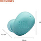 JBL Vibe Buds 2 - True Wireless Noise Cancelling Earbuds with JBL Pure Bass Sound & Smart Ambient Technology, 4mics for Crisp, Clear Calls, up to 40Hrs of Playback, IP54 Dust & Water Resistant (Blue)