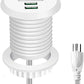 Desktop Power Grommet,Desk Grommet Outlet 2 inch Hole,Power Grommet with USB, Easy Access to 1 power Source Along with 2 USB Power Port Connections(white)