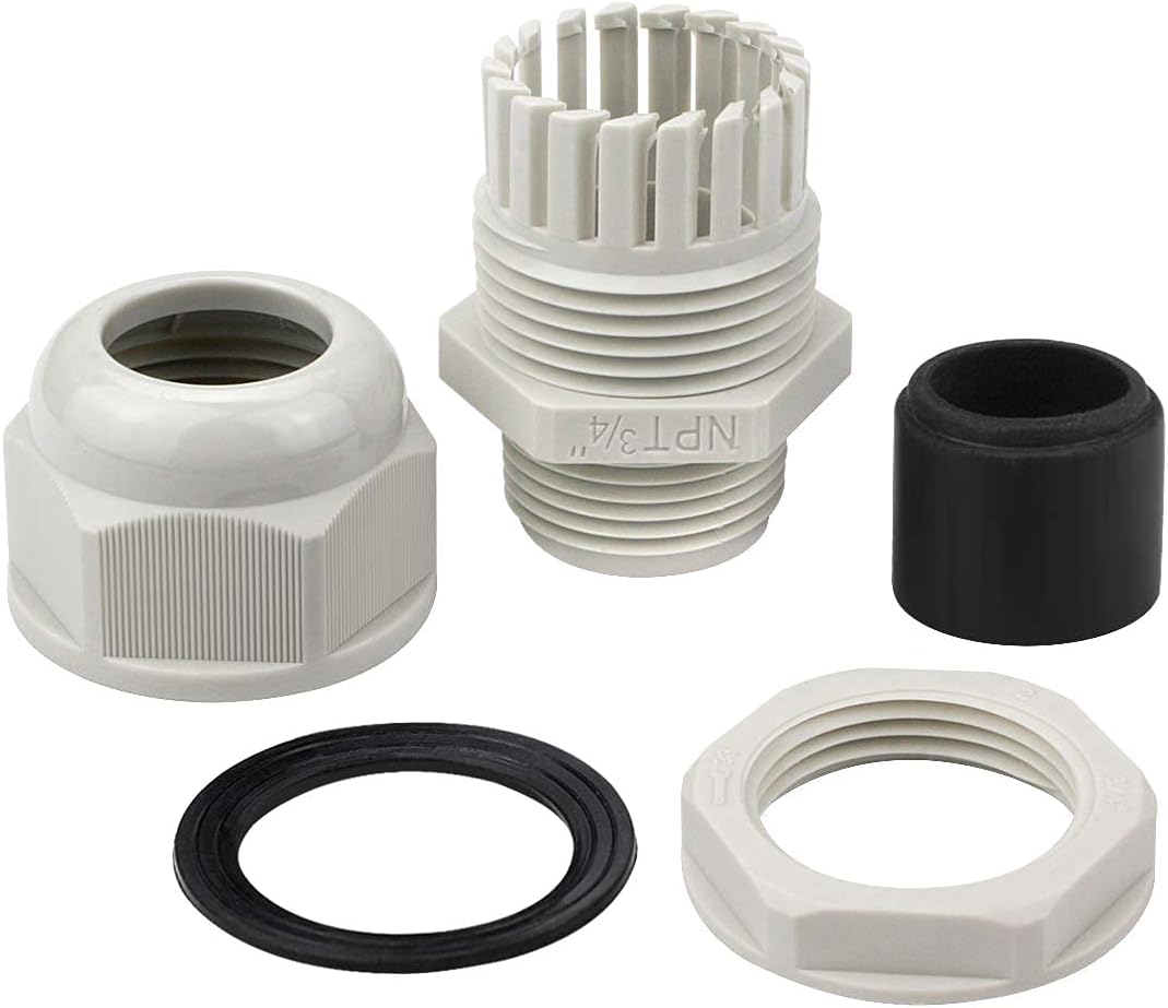 XHF 10 Pcs 3/8" IP68 Strain Relief Nylon Cord Grip NPT Cable Glands Adjustable UL Listed and RoHS Compliant (Grey)