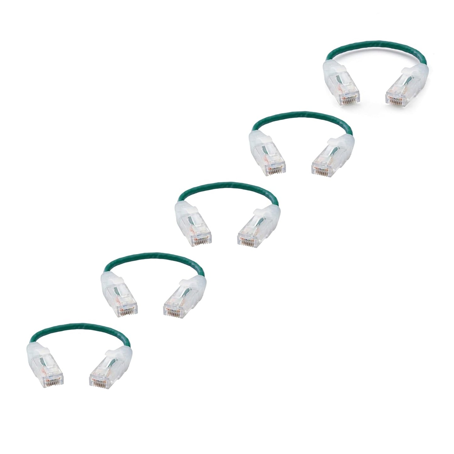 TRUECABLE Cat6 Component Rated Patch Cable, Unshielded (U/UTP), 6in, Green, 28AWG Solid Copper, Snagless 10G High-Speed Ethernet Cable, PoE++ 4PPoE 100W, UL Listed, RoHS-3, 5 Pack