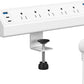 Desk Clamp Power Strip USB C,Under Desk Mount Power Station,20W Fast Charging,Fits 1.9'' Tabletop Edge,Desk Surge Protector,Perfect Home,Office Supplies (White, 5 Outlets & 6 USB Ports & 25 FT Cable)
