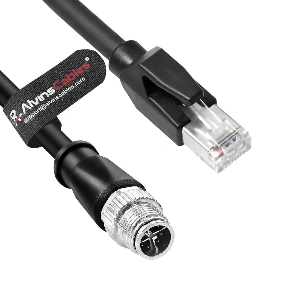 Alvin's Cables M12 X Coded 8 Pin Male to RJ45 Shielded Ethernet Cable M12 8 Position Cat6a Cable for Cognex Industrial Camera 15M/49.2ft