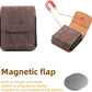 Universal Phone Holster Phone Pouch Case Belt Clip Belt Loops Card Slot Faux Leather for Man for Samsung Galaxy Z Flip 5/4/3 Motorola Razr Plus Razr+ 2023 (Brown&Yellow, XS(3.7"x3.1"x1.1"))