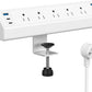 Jgstkcity Desk Clamp Power Strip USB C,40W Total Fast Charging Station,4 PD 20W USB C Ports,Desk Edge Mount Surge Protector,5 Outlets,Fit 1.96" Tabletop Edge,ETL Listed,White