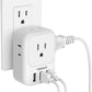 USB Charger Block, TESSAN Wall Plug Adapter with Electrical 4 Box Splitter 3 USB Wall Charger Ports, Multi Plug Outlet Extender Charging for Cruise, Travel, Office, Dorm Essentials, White