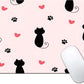 Cute Heart Cartoon Black Cat Paw Custom Mouse Pad with Non-Slip Rubber, Small Square Design for Wireless Laptop & Computer Mouse Pads for Desk, 9.5 x 7.9 inch Smooth Surface for Gaming & Office
