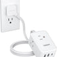 TESSAN Cruise Essentials, Flat Plug Power Strip, 5 Ft Extension Cord with 3 USB (1 USB C), 3 Outlets Small Charging Station, Non Surge Protector for Cruise Ship Travel, Dorm, Home Office, White