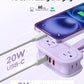 ORICO Purple Travel Power Strip PD20W with 4 AC Outlets 3 USB Ports (1 USB-C), 4FT Flat Plug Extension Cord, Compact Portable Design for Business Travel, Cruise Ship Essentials-AP3