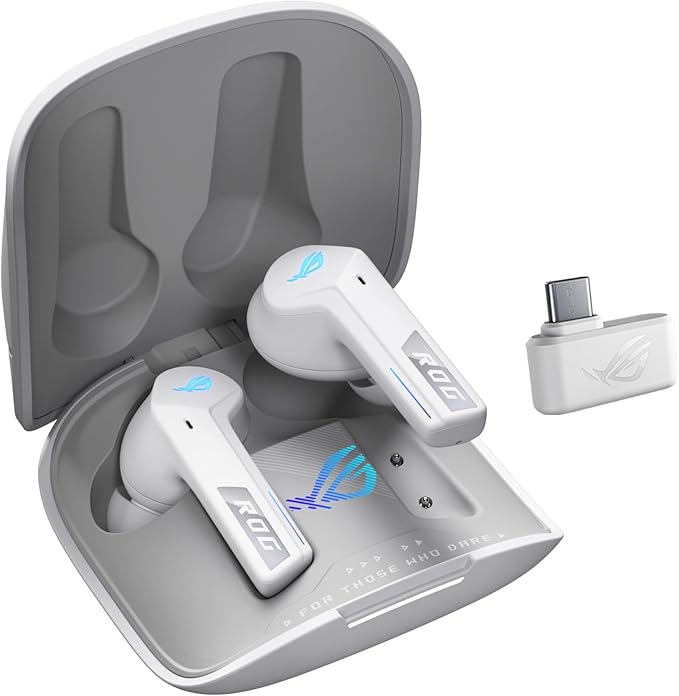 ASUS ROG Cetra True Wireless SpeedNova Gaming Earbuds – Dual-Mode (BT, 2.4GHz), Dirac Opteo, Bone-Conduction AI Mic, Adaptive ANC, 46Hr Battery, for PC, PS5, PS4, Switch, Mobile, ROG Ally/X - White