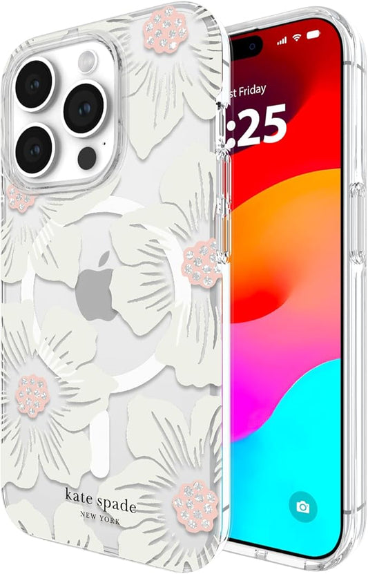kate spade new york iPhone 15 Pro Case, Compatible with MagSafe - Hollyhock Cream