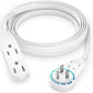 Maximm Cable 8 Ft 360° Rotating Flat Plug Extension Cord, 16/3 AWG Multi 3 Outlet 3-Prong Grounded Wire- White - UL Certified