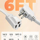 DEWENWILS Heavy Duty 6FT Extension Cord with 3-Prong Flat Plug, 15A/1875W 14/3 SPT-3 Flat Wire, Space Saving for Home Office Appliances & Electronics, ETL Listed, 2 Pack, White