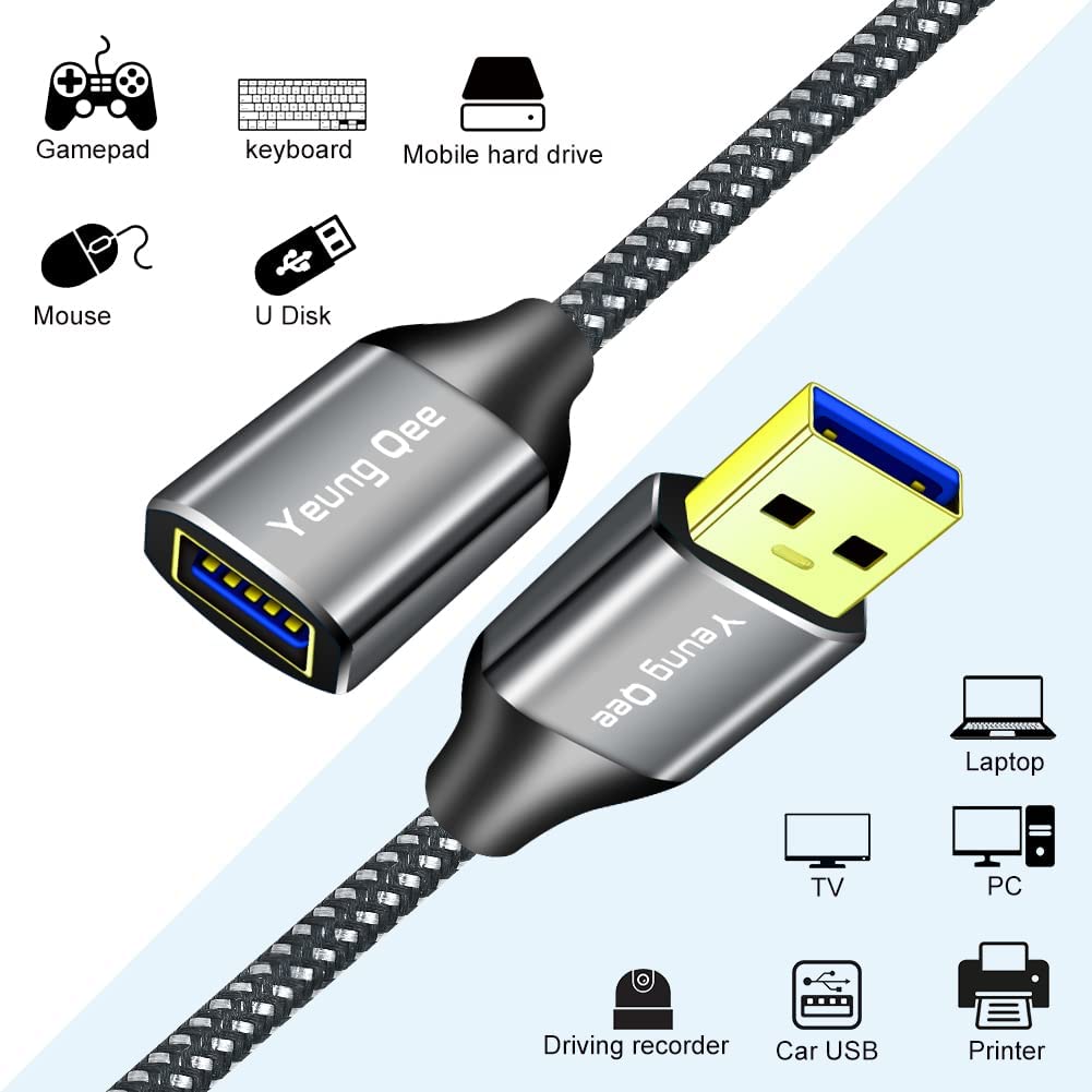 USB 3.0 Extension Cable 3 ft,5Gbps High Speed USB 3.0 Type A Male to Female Extension Cord,USB Extension Lead Compatible with USB Flash Drive, Hard Drive, Card Reader,Scanner,Keyboard (3FT)