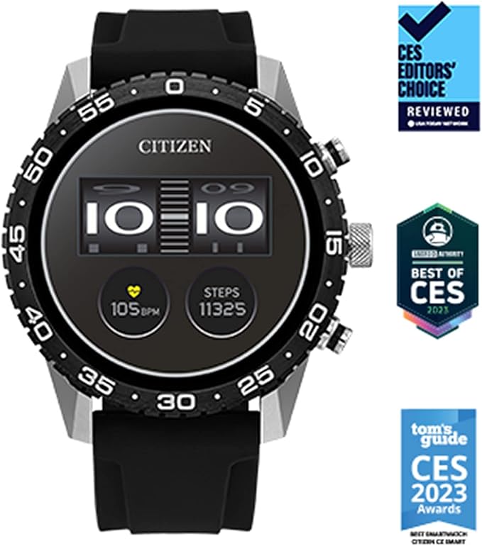 Citizen CZ Smart PQ2 44MM Sport Smartwatch with YouQ App with IBM Watson® AI and NASA research, Wear OS by Google, HR, GPS, Fitness Tracker, Amazon Alexa™, iPhone Android Compatible, IPX6 Rating