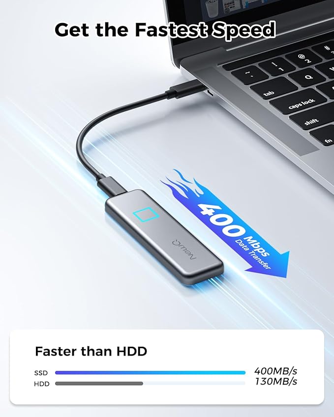 NEWQ 1TB Touch Portable SSD for USB C Device (with No-Cost APP), Backup, Encryption, Fingerprint, External SSD for iPhone 17/16/15, Android, Mac/Win, Laptop (Not for iPhones/iPad with Lightning Port)